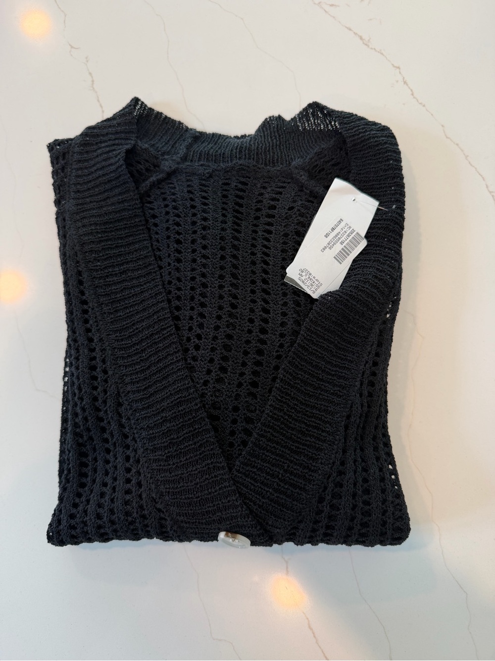 Fashion Brand Company Black Open-Weave Button Front Cardigan #398 - Picture 3 of 4